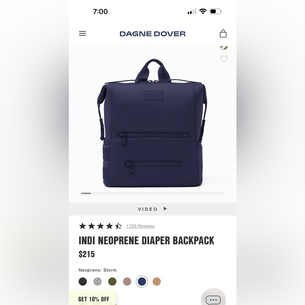 Dagne Dover neoprene diaper bag